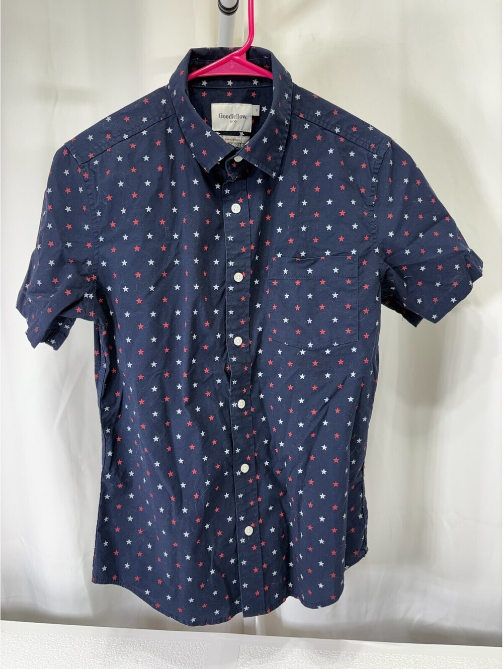 Goodfellow & Co Slim Fit Short Sleeve Star Print Shirt Size S 227D